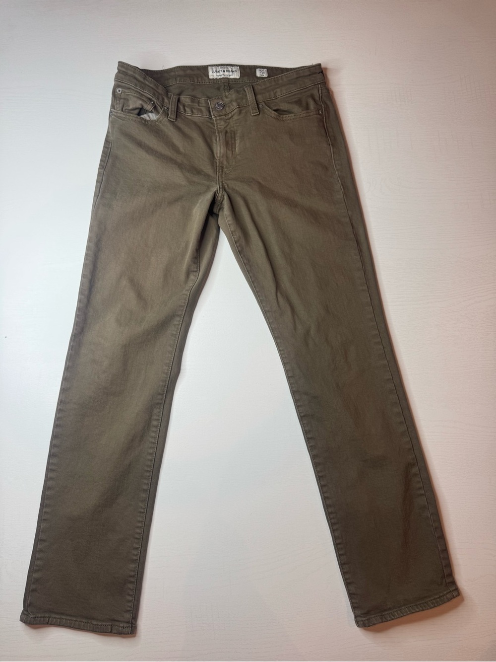 Lucky Brand Straight Leg Jeans Earth Tone Olive Khaki Size 8 Mid Rise Classic